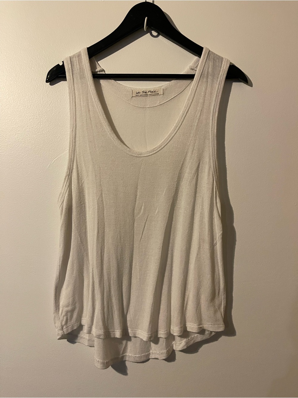 We The Free People Ivory Scoop Neck Slub Knit Tank Top S